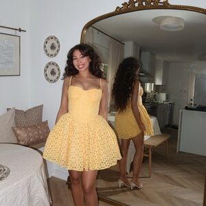 House of CB Yellow Sweetheart Mini Dress